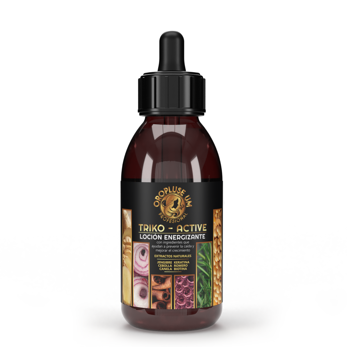 Oropluse UM Triko-Active Loción Energizante con Jengibre, Keratina, Cebolla, Romero, Canela y Biotina para Cuidado del Cuero Cabelludo y Mejor Aspecto del Cabello 125 ml