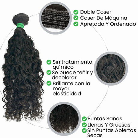 Extensiones de Pelo Virgen Asiático Cosido Rizado Remy Natural Wave Virgin Hair - Cosmetics Afro Latino