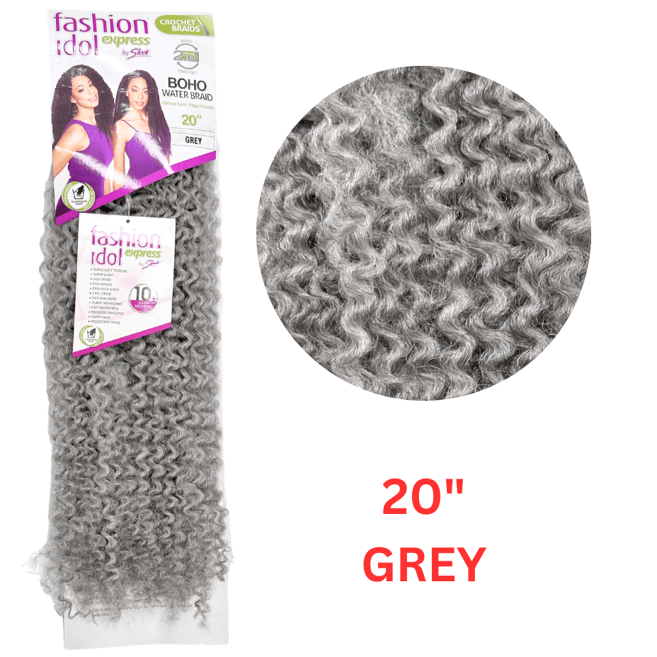 Sleek - Fashion Idol Express - Crochet Braids - Boho Water Braid - 20" - Grey - Cosmetics Afro Latino