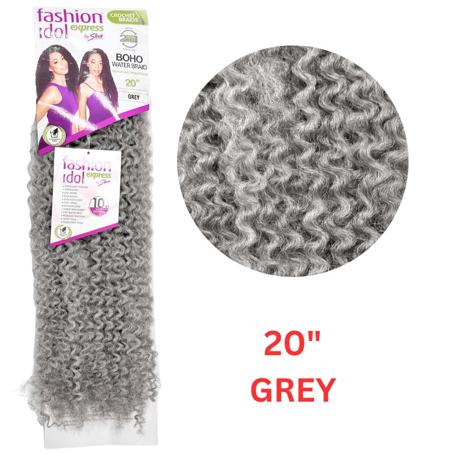 Sleek - Fashion Idol Express - Crochet Braids - Boho Water Braid - 20" - Grey