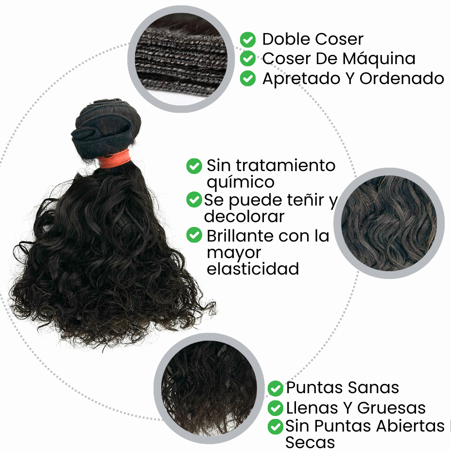 Extensiones de Pelo Virgen Asiático Cosido Rizado Remy Natural Wave 25 cm 10" Virgin Hair - Cosmetics Afro Latino