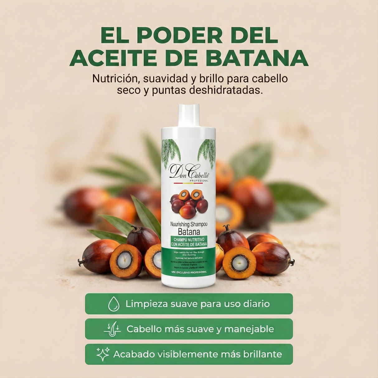 Don Cabello Champú Nutritivo Batana 1000 ml Hidratación y Brillo