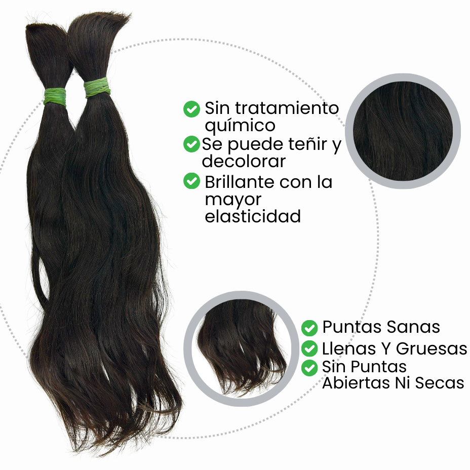 Extensiones de Pelo Natural Suelto Ondulado Remy 20 cm 8" Virgin Hair - Cosmetics Afro Latino