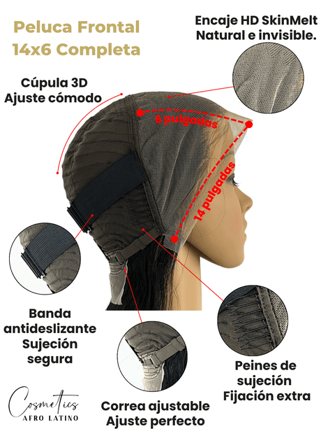 Peluca de Cabello Virgen Liso Natural 28” – HD Lace Frontal, Pre-Estilizada, Sin Pegamento, Densidad 200%+, Brillo Natural - Cosmetics Afro Latino