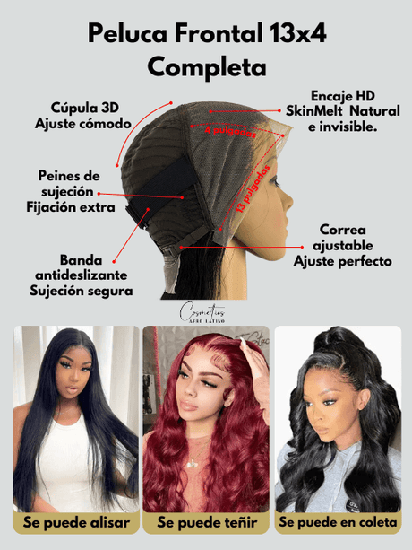 Peluca de Cabello Virgen Ondulado 28” – HD Lace Frontal, Pre-Estilizada, Sin Pegamento, Densidad 200%+, Natural - Cosmetics Afro Latino