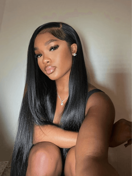 Peluca de Cabello Virgen Liso Natural 28” – HD Lace Frontal, Pre-Estilizada, Sin Pegamento, Densidad 200%+, Brillo Natural - Cosmetics Afro Latino