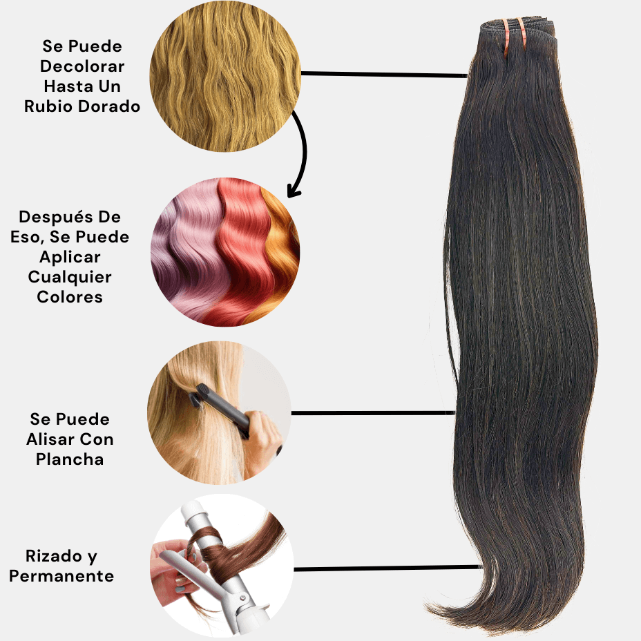 Extensiones de Pelo Natural Cosido Liso Remy 60 cm 24" Virgin Hair - Cosmetics Afro Latino