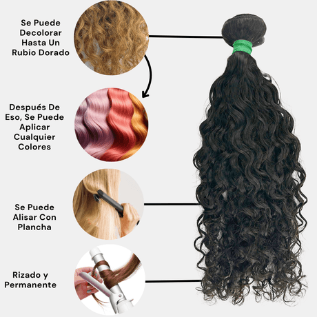 Extensiones de Pelo Virgen Asiático Cosido Rizado Remy Natural Wave Virgin Hair - Cosmetics Afro Latino