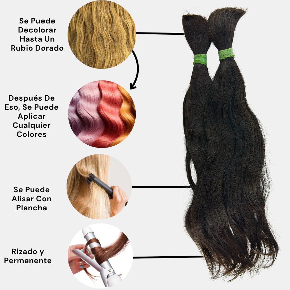 Extensiones de Pelo Natural Suelto Ondulado Remy 40 cm 16" Virgin Hair - Cosmetics Afro Latino