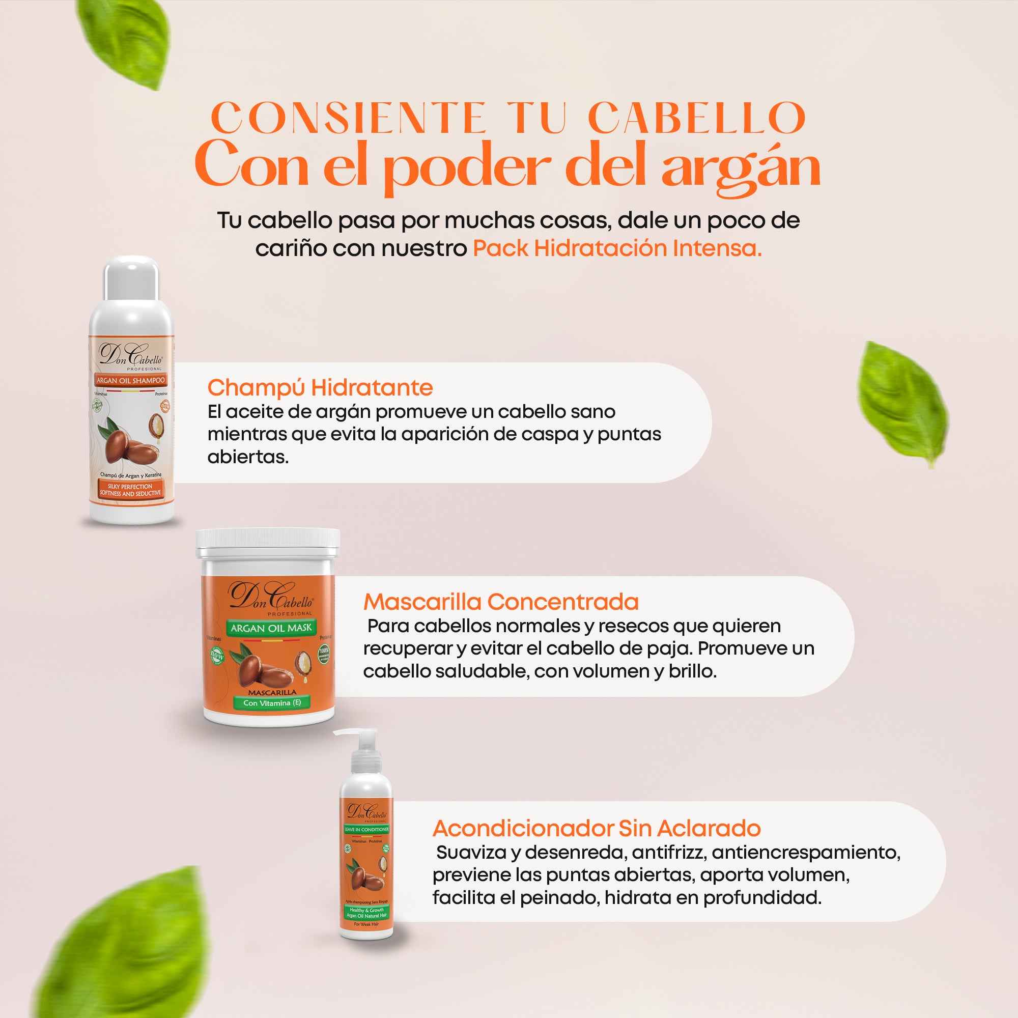 Pack Hidratación Intensa Con Keratina Y Aceite De Argán - Don Cabello