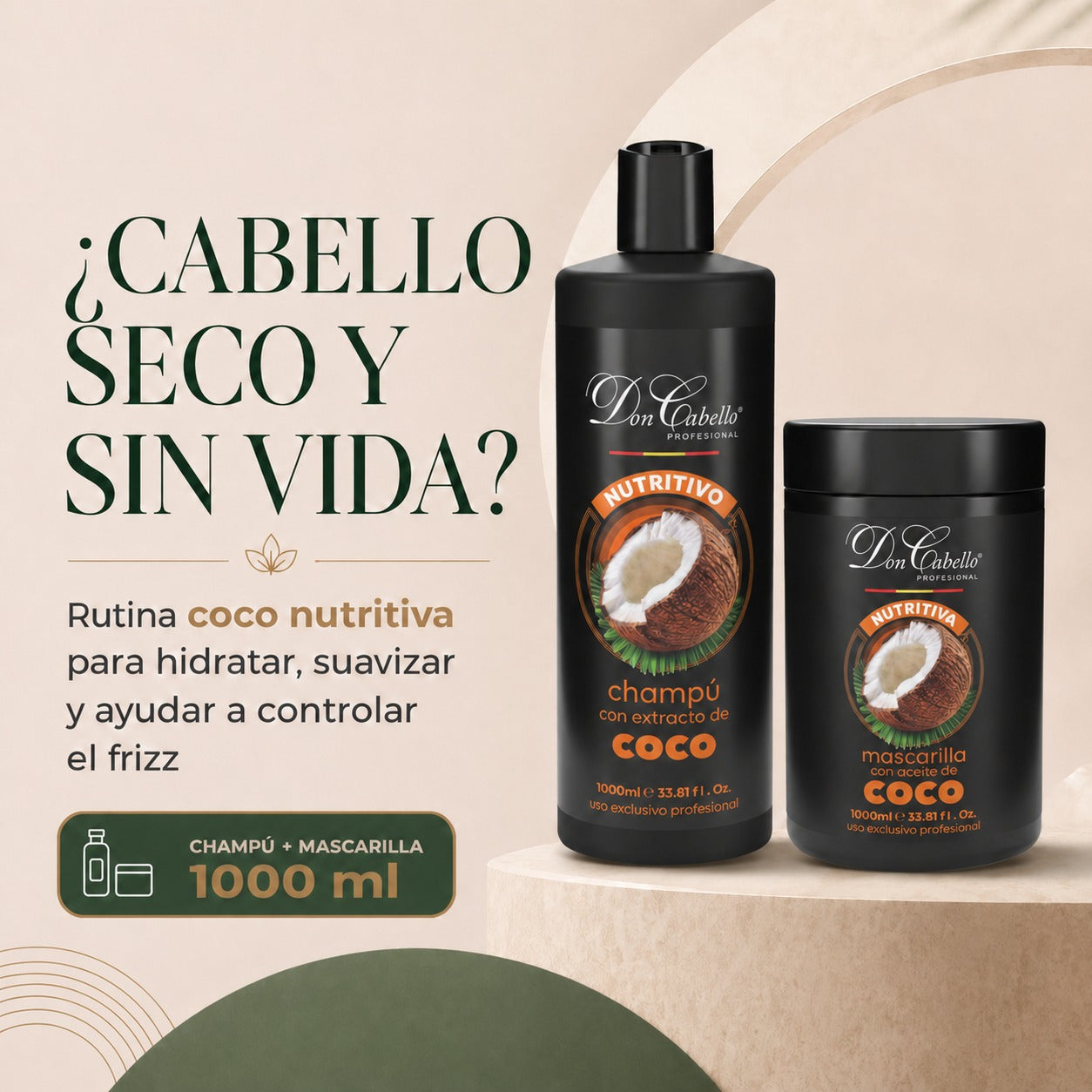 Don Cabello nourishing coconut hair pack with shampoo and mask 2x1000 ml