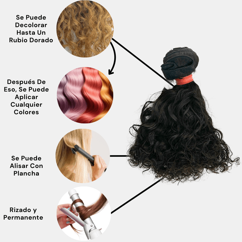 Extensiones de Pelo Virgen Asiático Cosido Rizado Remy Natural Wave 25 cm 10" Virgin Hair - Cosmetics Afro Latino