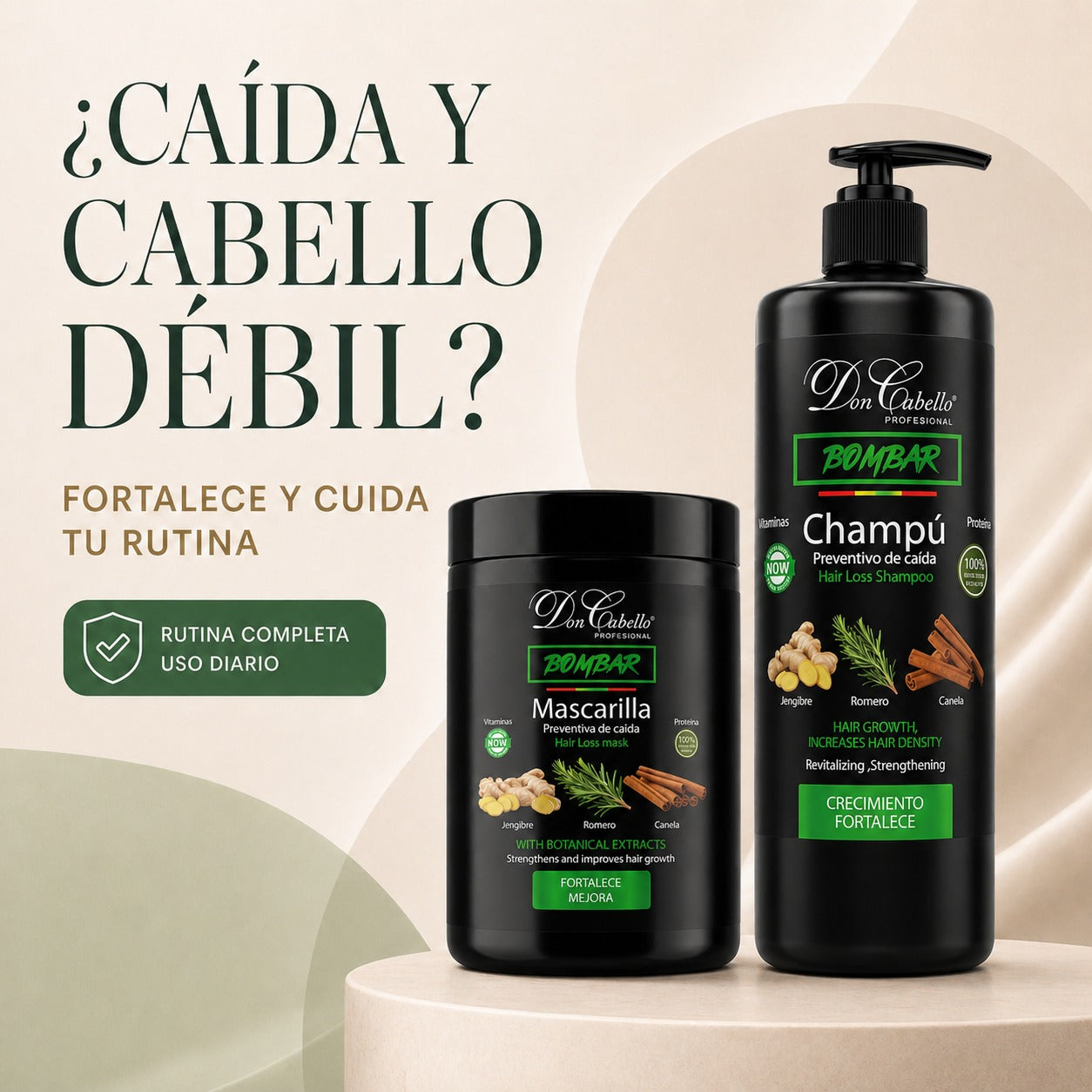 Don Cabello pack capilar fortalecedor con champú y mascarilla bombar 2x1000 ml