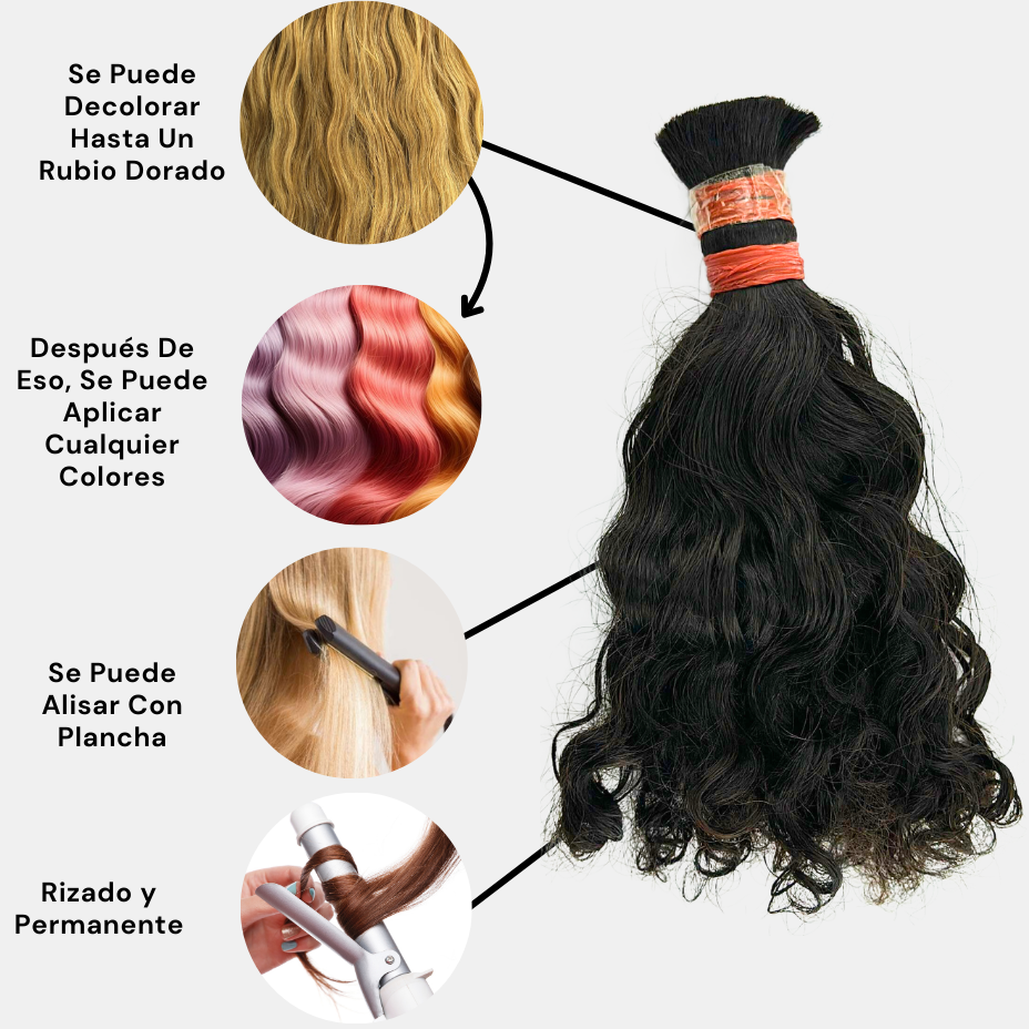 Extensiones de Pelo Virgen Suelto Rizado Remy 25 cm 10" Virgin Hair - Cosmetics Afro Latino