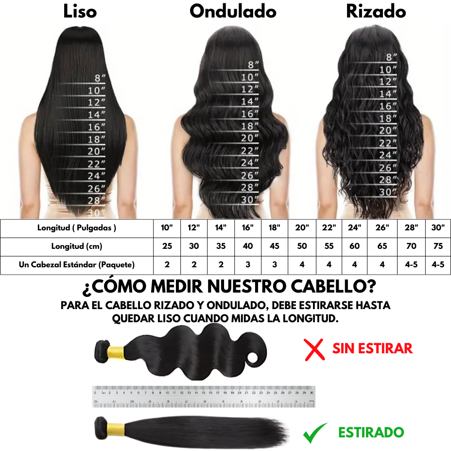 Extensiones de Pelo Natural Suelto Ondulado Remy 25 cm 10" Virgin Hair - Cosmetics Afro Latino