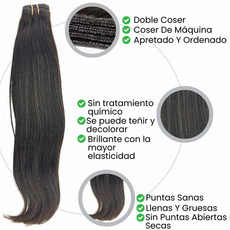 Extensiones de Pelo Virgen Cosido Liso Remy Virgin Hair - Cosmetics Afro Latino