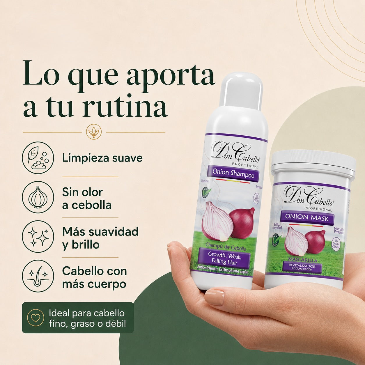 Don Cabello hair pack red onion odorless shampoo and mask 2x1000 ml