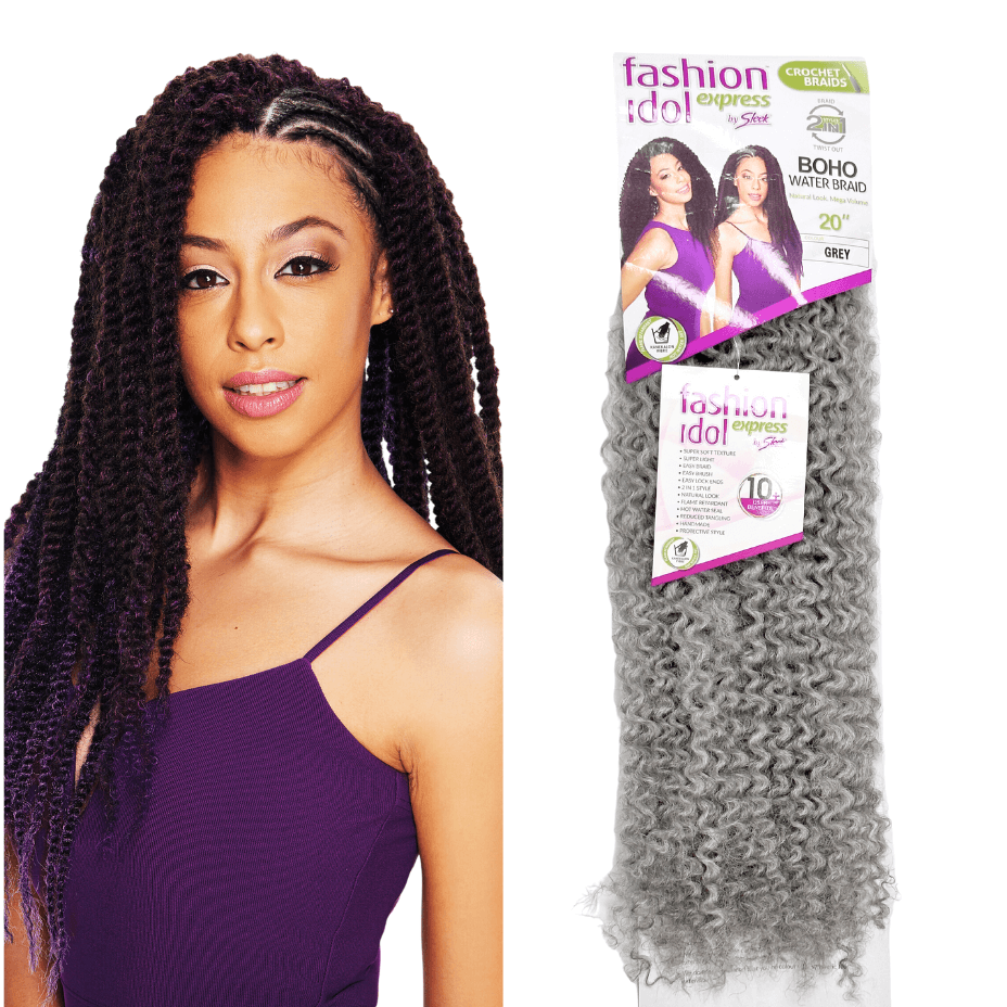 Sleek - Fashion Idol Express - Crochet Braids - Boho Water Braid - 20" - Grey - Cosmetics Afro Latino