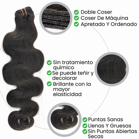 Extensiones de Pelo Virgen Cosido Ondulado Remy Virgin Hair - Cosmetics Afro Latino