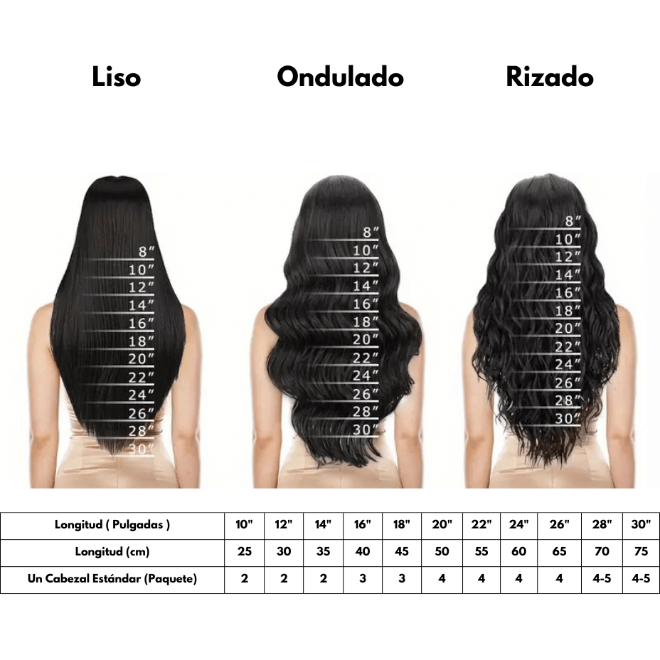 Extensiones de Pelo Natural Cosido Liso Remy 30 cm 12" Virgin Hair - Cosmetics Afro Latino