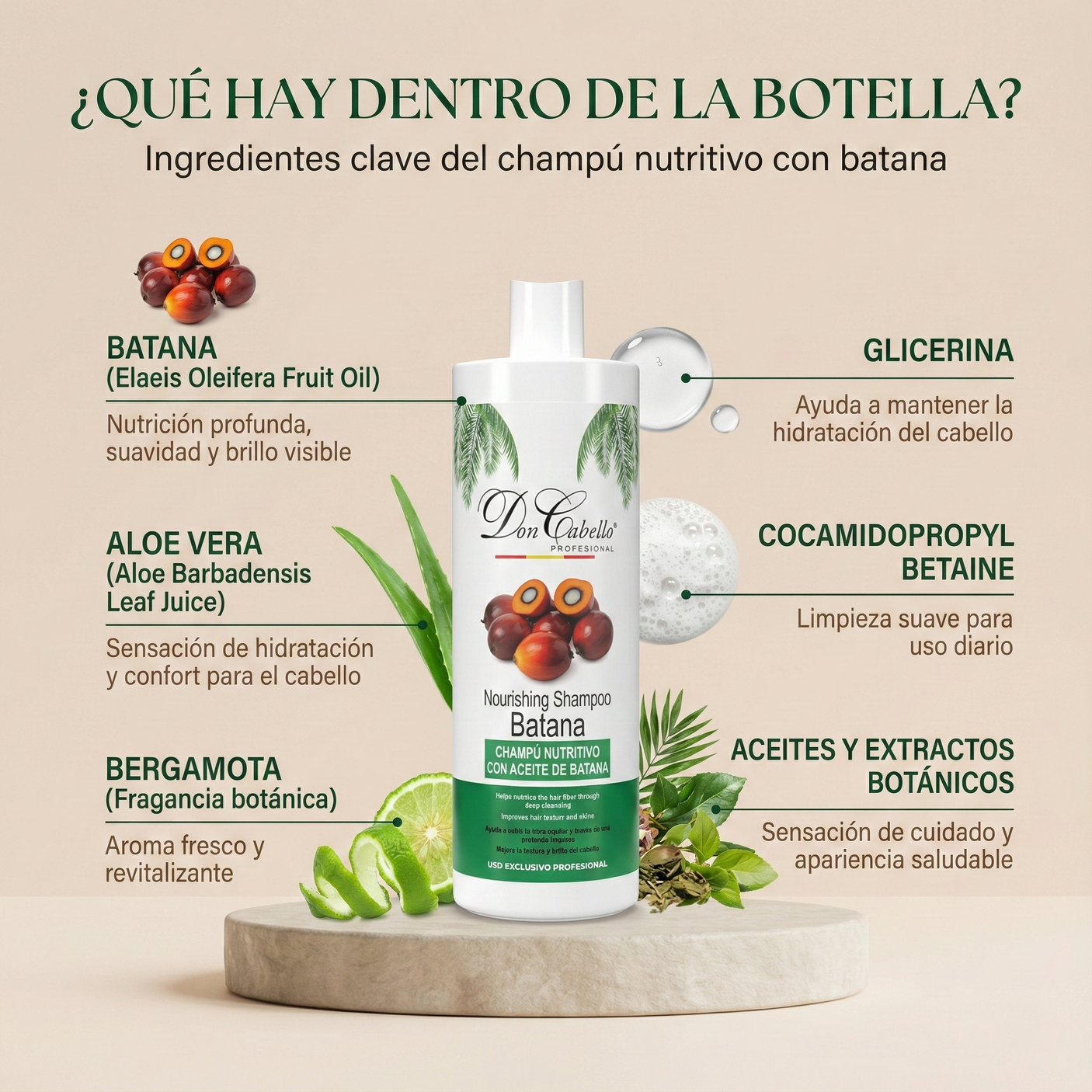 Don Cabello Champú Nutritivo Batana 1000 ml Hidratación y Brillo