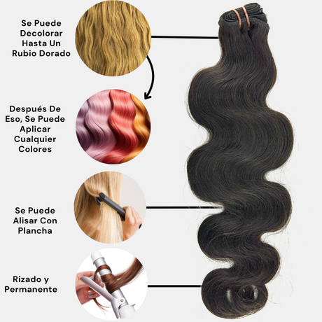 Extensiones de Pelo Virgen Cosido Ondulado Remy Virgin Hair - Cosmetics Afro Latino