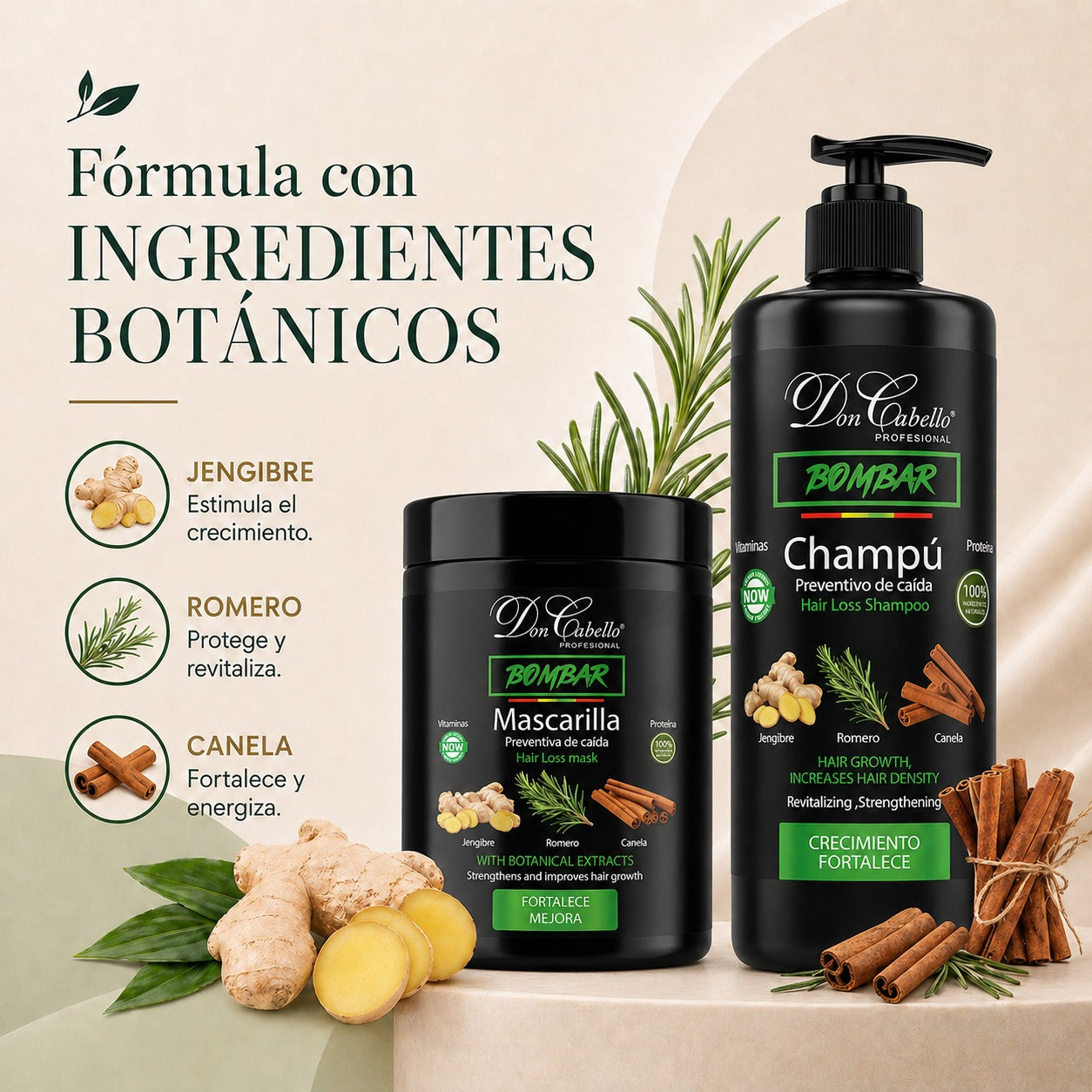 Don Cabello pack capilar fortalecedor con champú y mascarilla bombar 2x1000 ml