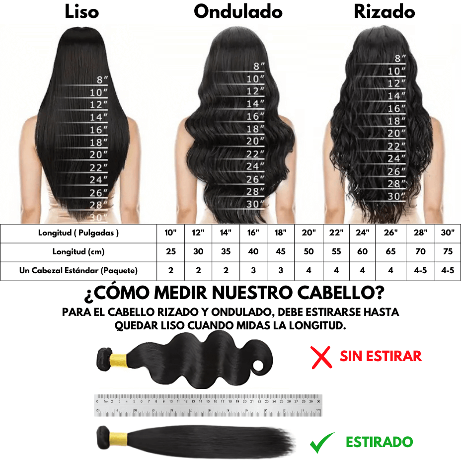 Extensiones de Pelo Natural Cosido Remy Ondulado 55 cm 22" Virgin Hair - Cosmetics Afro Latino