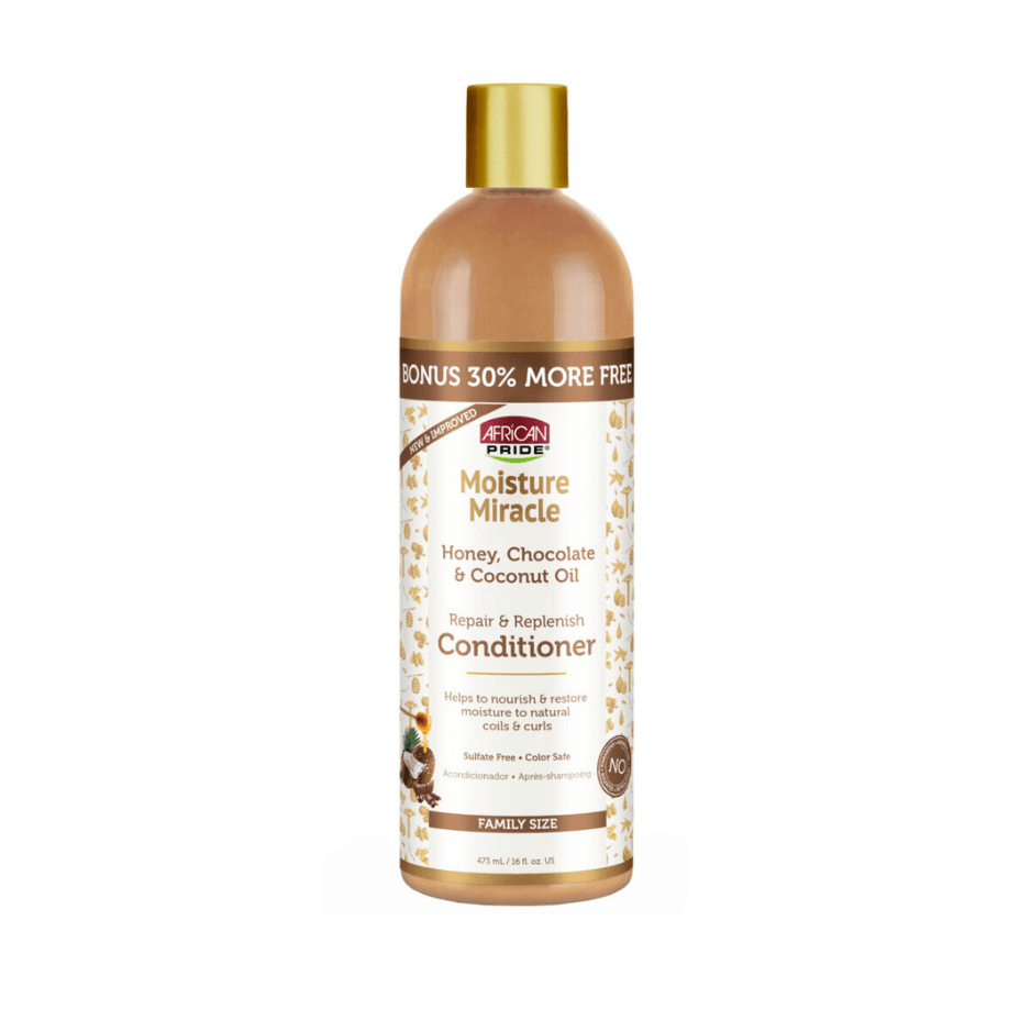 Pack Hidratación y Definición African Pride – Moisture Miracle (Champú + Leave-in + Curling Cream + Acondicionador) - Cosmetics Afro Latino