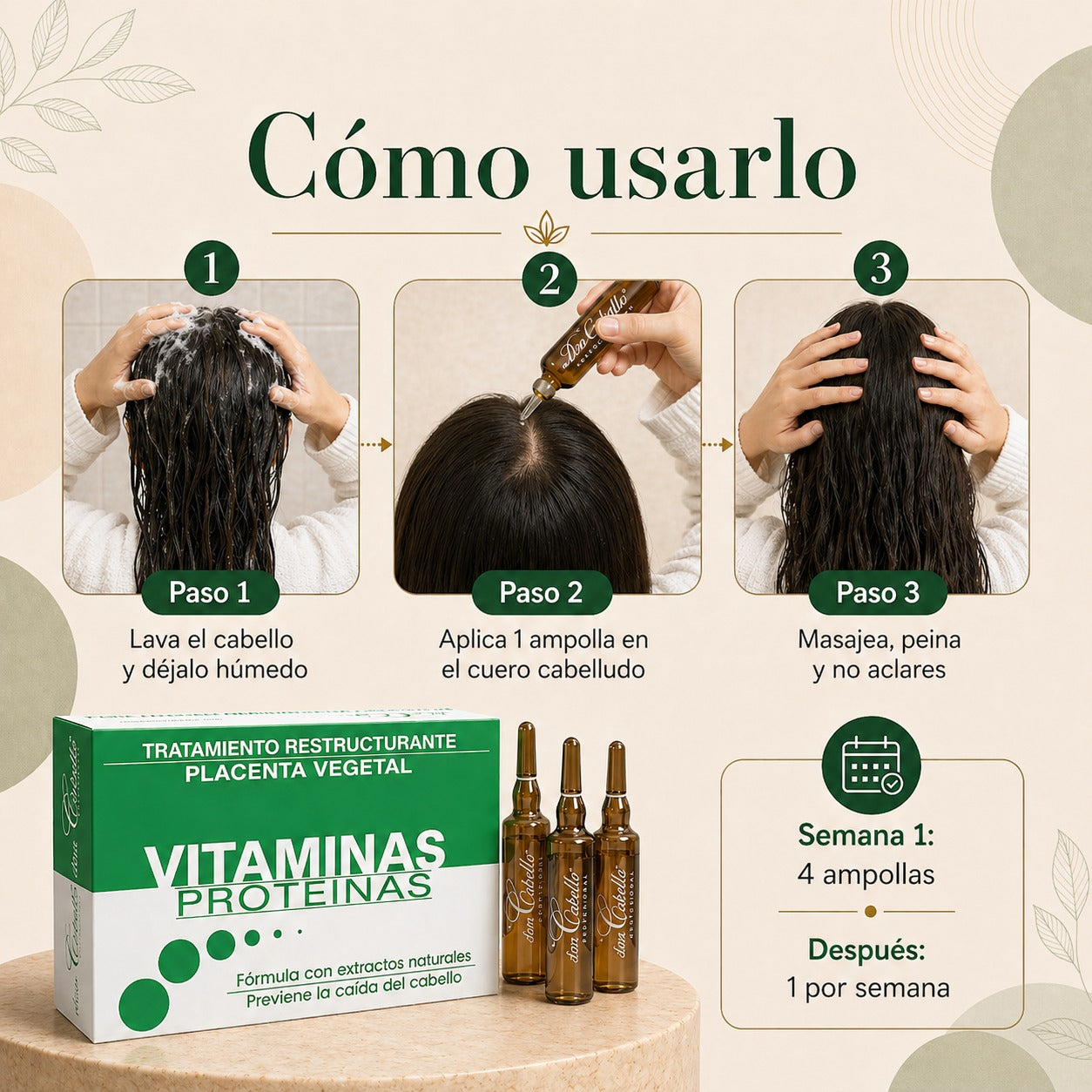 Don Cabello Hair Ampoules – Anti-Hair Loss Treatment – 12 Ampoules x 10 Ml