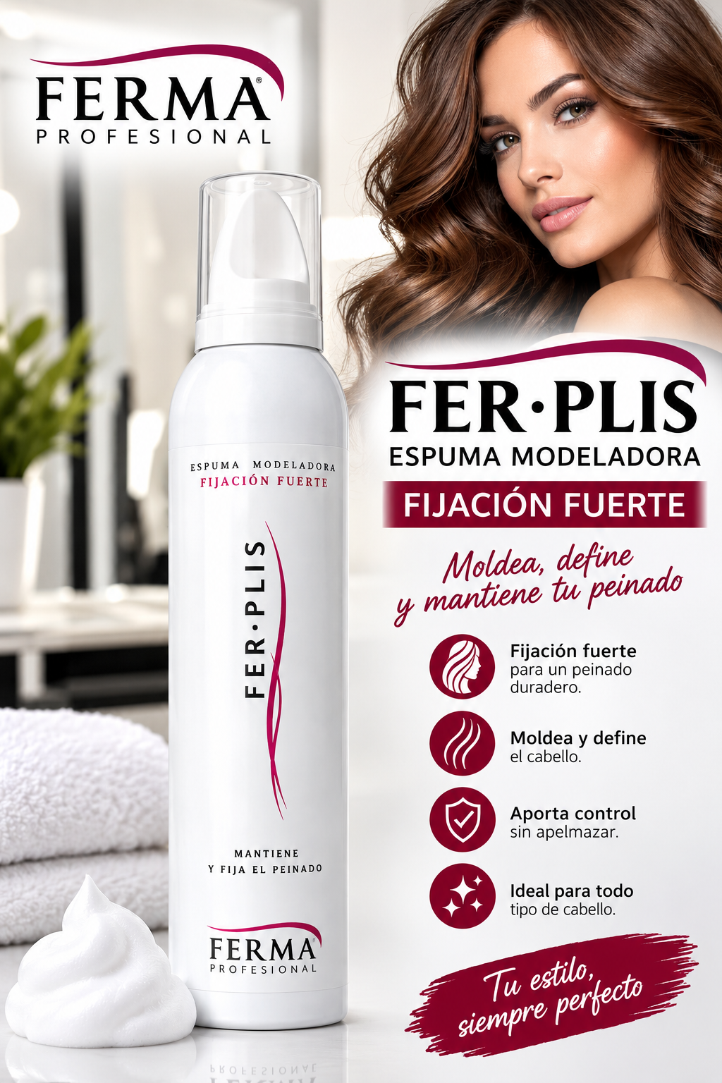 Espuma Modeladora de Fijación Fuerte
