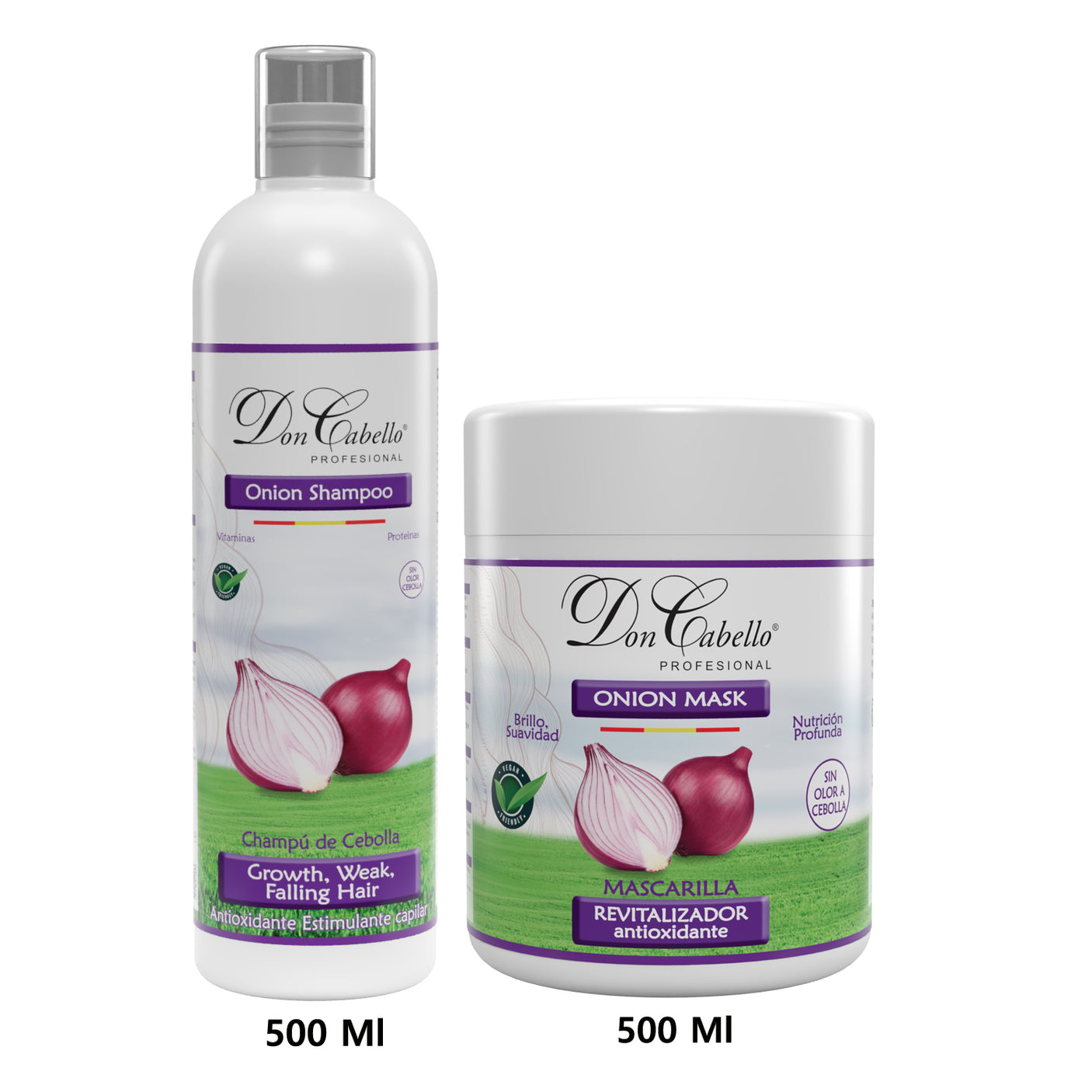 Don Cabello pack capilar cebolla roja sin olor champú y mascarilla 2x1000 ml - Cosmetics Afro Latino