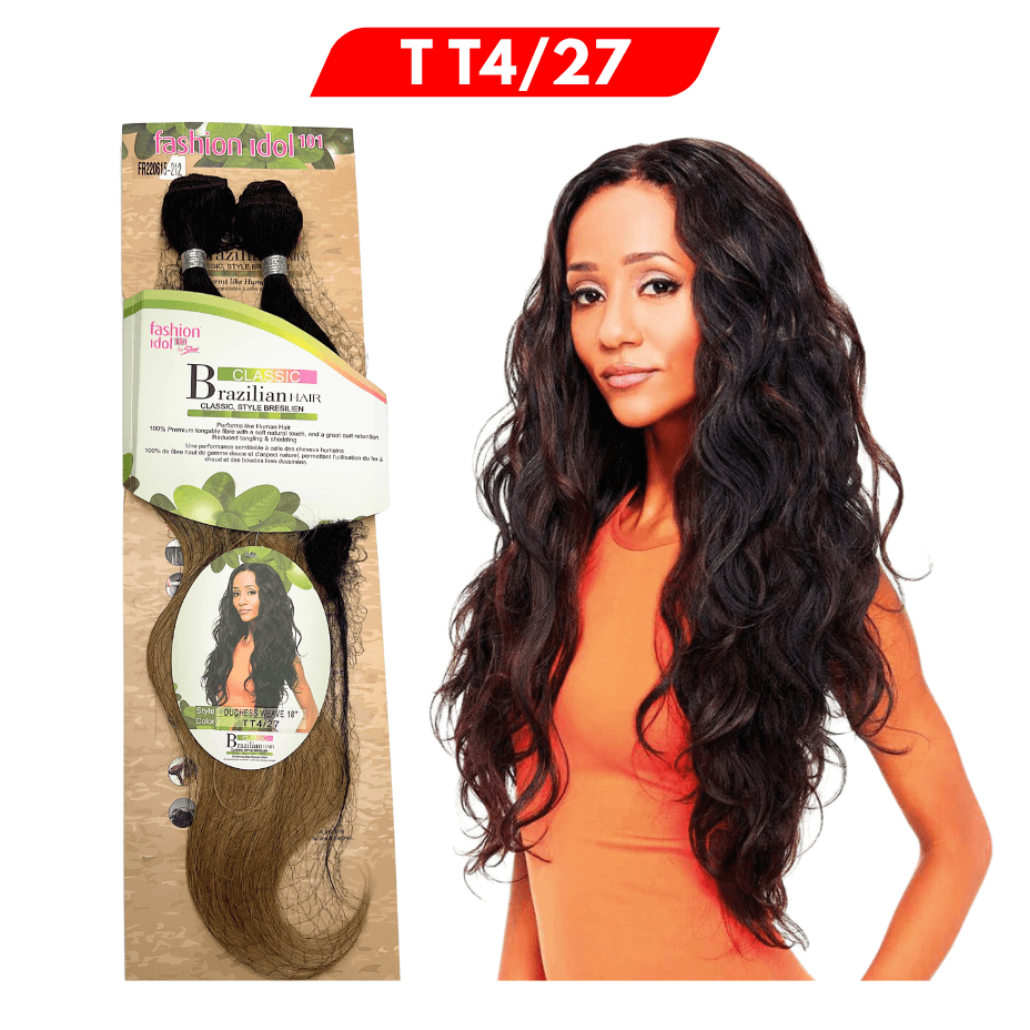 Classic Brazilian - Fashion Idol - Duchess Synthetic Hair Weave - Color T T4/27 - 18 ” - Cosmetics Afro Latino