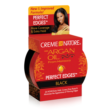 Creme of Nature - Argan Oil - Perfect Edges - Colored Hair Gel Black - 63.7 G - Cosmetics Afro Latino