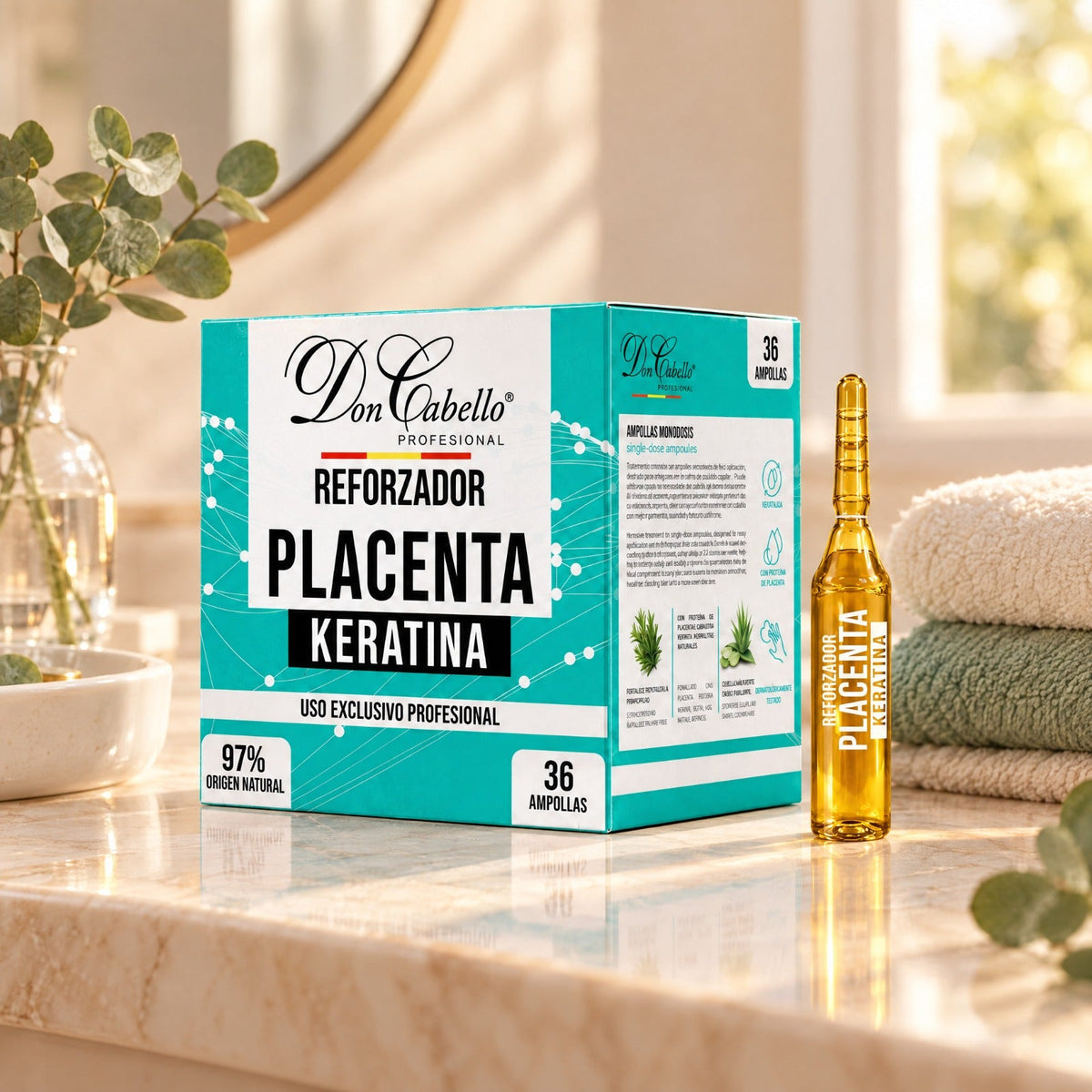Don Cabello Ampollas Reforzador con Placenta y Keratina 36 x 15 ml