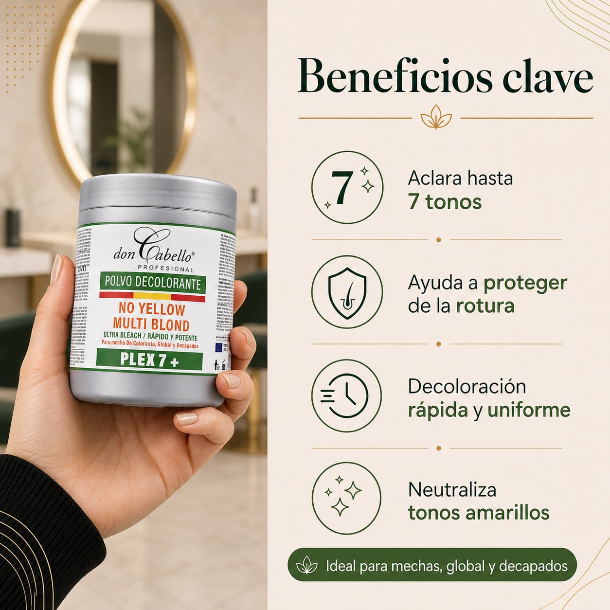 Don Cabello - Polvo Decolorante Plex 7 – Anti Amarillos - 500 GR