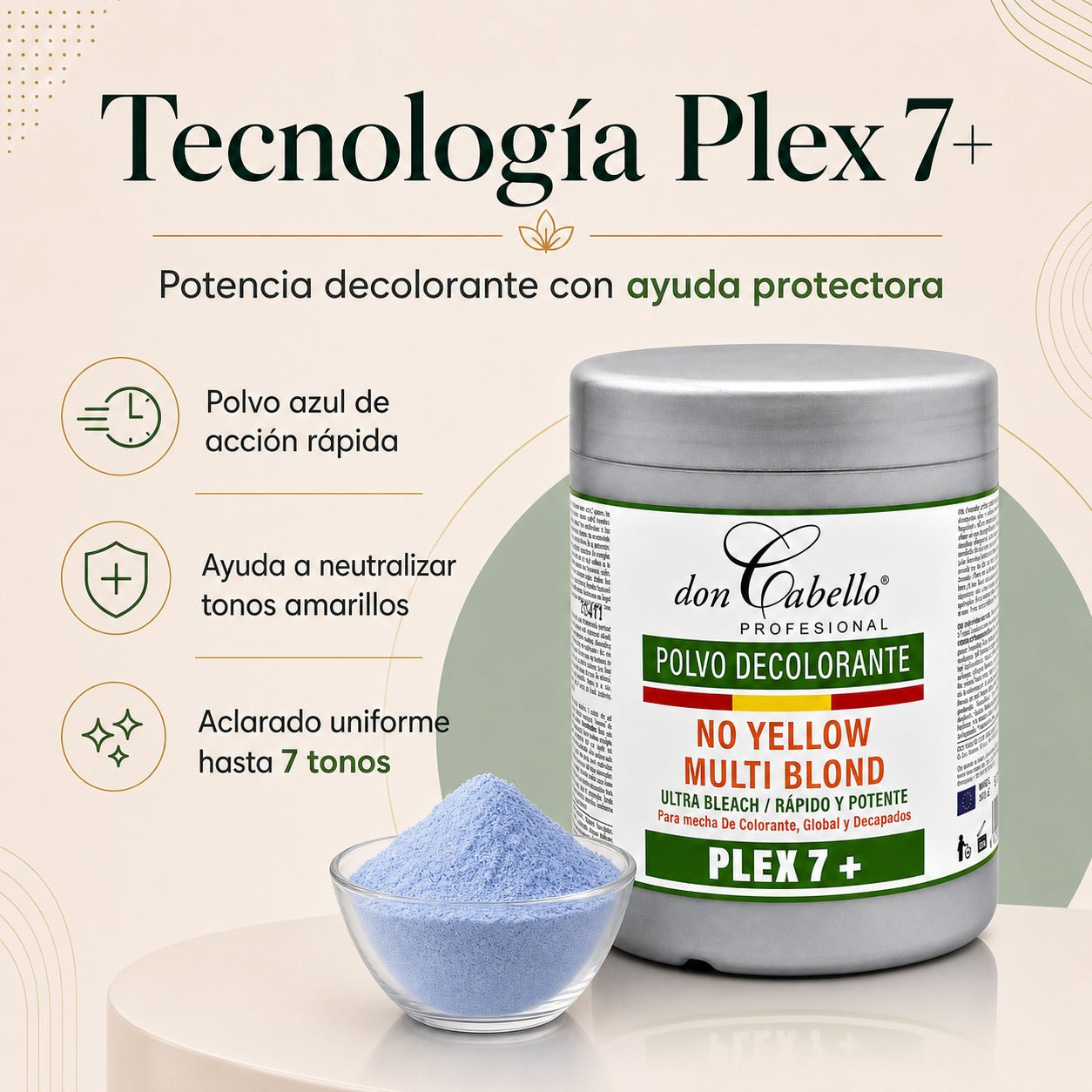 Don Cabello - Polvo Decolorante Plex 7 – Anti Amarillos - 500 GR