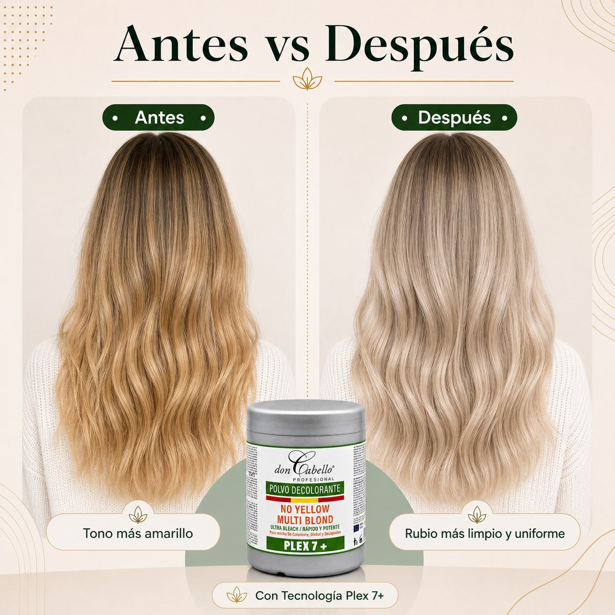 Don Cabello - Polvo Decolorante Plex 7 – Anti Amarillos - 500 GR