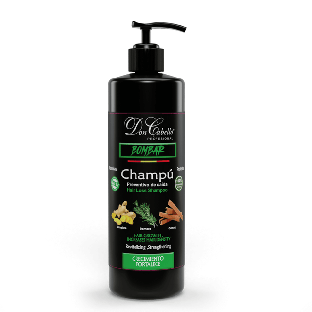Don Cabello Champu Sin  Parabenos Anti-Caída con Romero, Canela y Jengibre 1000 ML - Cosmetics Afro Latino