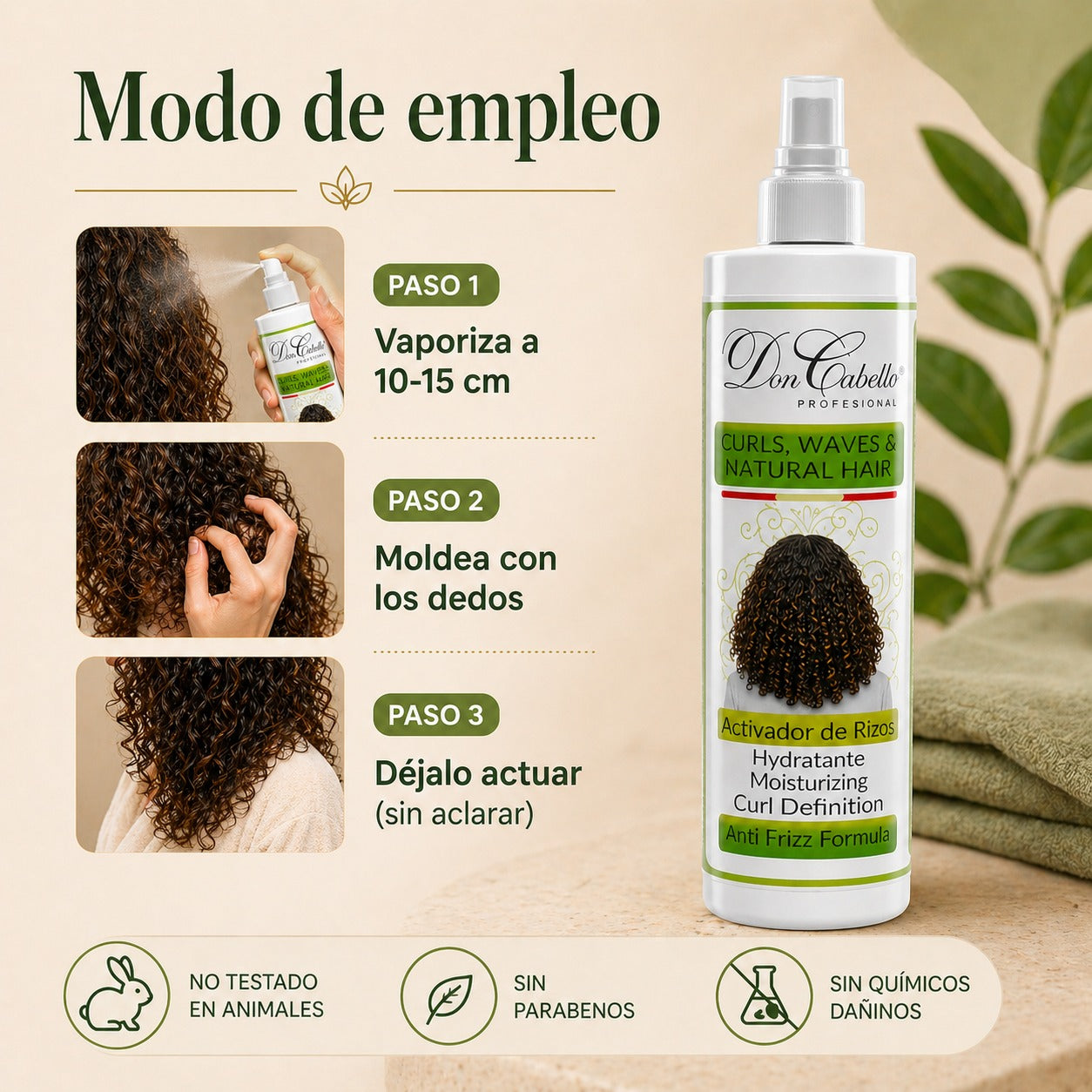 Don Cabello - Activador De Rizos Líquido - 400 Ml