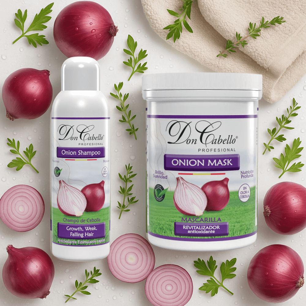 Don Cabello pack capilar cebolla roja sin olor champú y mascarilla 2x1000 ml - Cosmetics Afro Latino