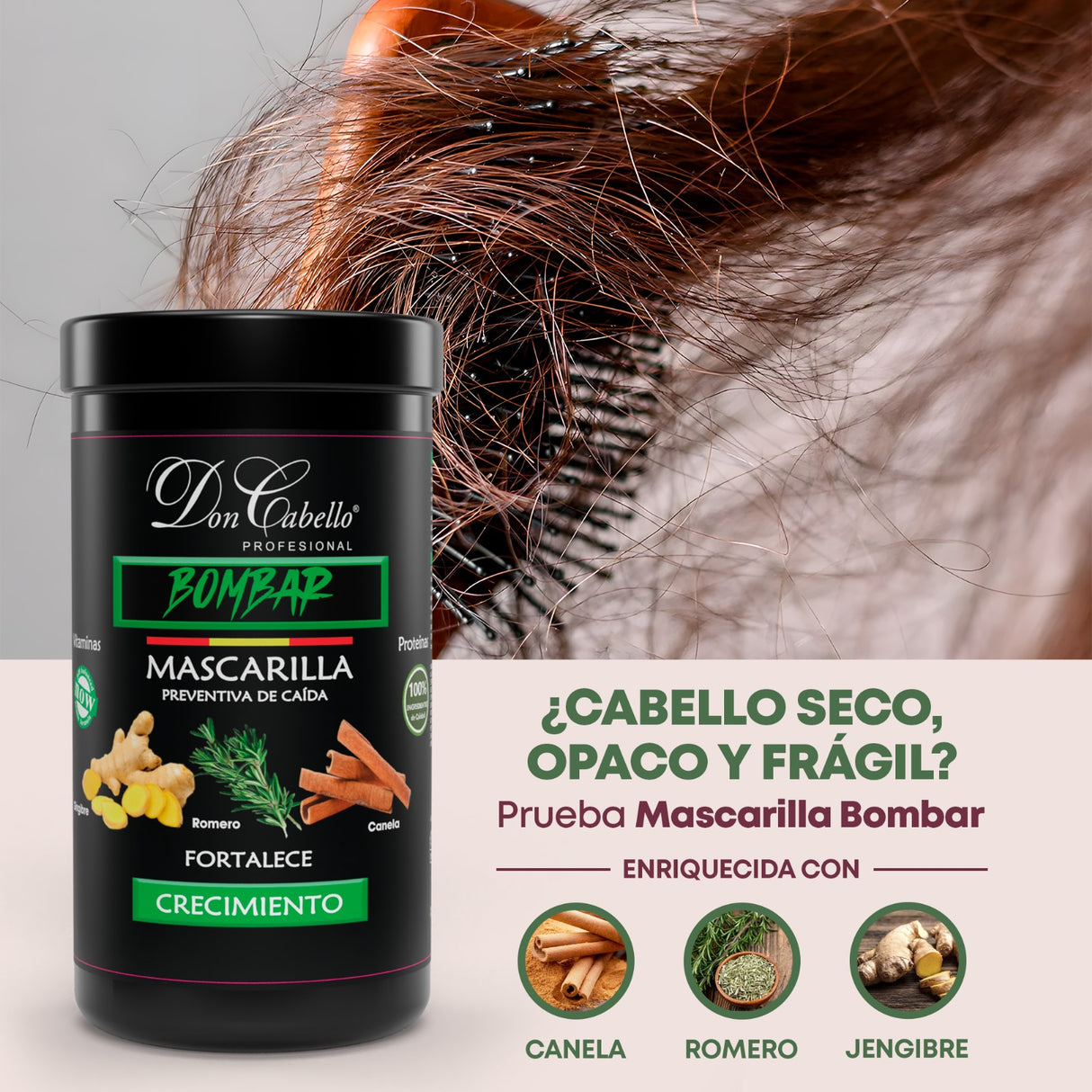 Don Cabello Bombar Mascarilla Preventiva de Caida con Romero, Canela Y Jengibre 1kg - Cosmetics Afro Latino