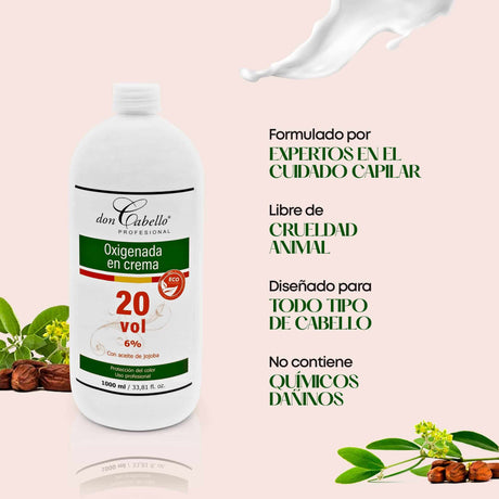 Don Cabello - Oxigenada en Crema - 20 Vol 6% - 1000 Ml - Cosmetics Afro Latino