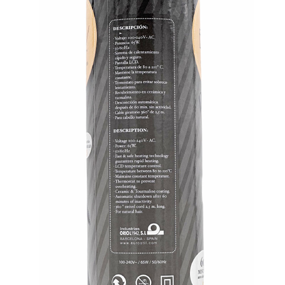 Eurostil - Tenacilla Rizadora Cerámica turmalina 185 mm - Cosmetics Afro Latino