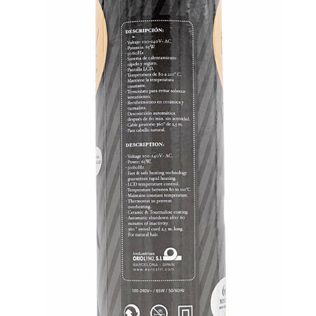 Eurostil - Tenacilla Rizadora Cerámica turmalina 185 mm - Cosmetics Afro Latino