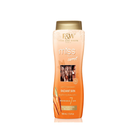 Loción Miss White - Carrot Brightening Body Lotion - Fair & White 500 Ml - Cosmetics Afro Latino