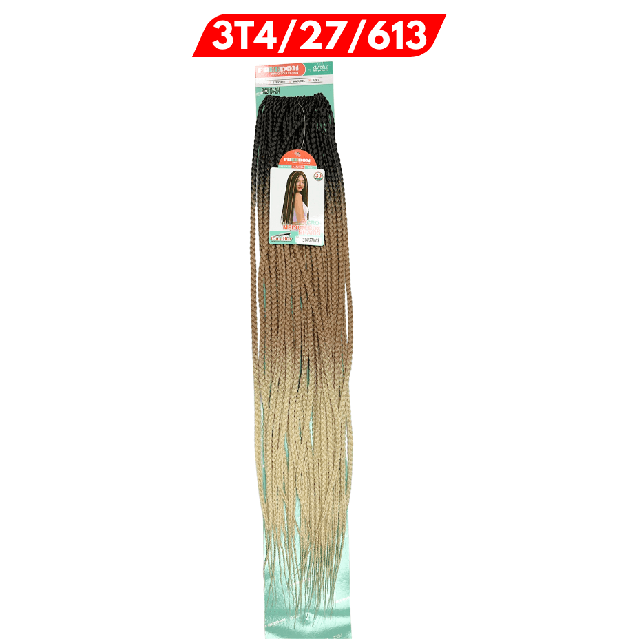 Freedom Crochet - Cro Medium Box Braid - Color 3T4/27/613 - 30 " - Cosmetics Afro Latino