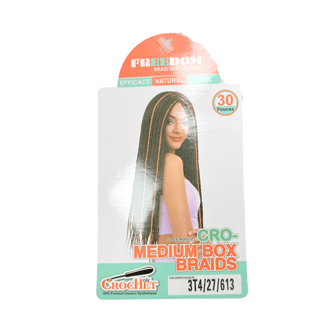 Freedom Crochet - Cro Medium Box Braid - Color 3T4/27/613 - 30 " - Cosmetics Afro Latino
