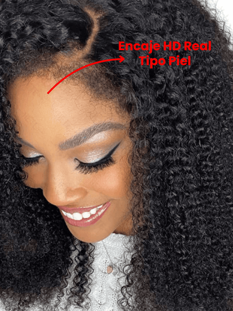 Frontal de Encaje HD 13x6 Rizo Profundo - Cabello Virgen Natural Remy - Pre-Depilada - de Oreja a Oreja - Densidad 150% - Cosmetics Afro Latino