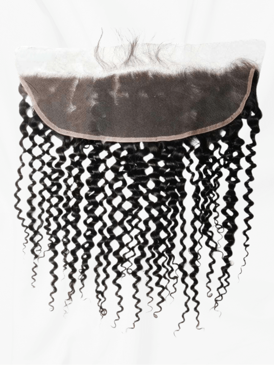 Frontal de Encaje HD 13x6 Rizo Profundo - Cabello Virgen Natural Remy - Pre-Depilada - de Oreja a Oreja - Densidad 150% - Cosmetics Afro Latino